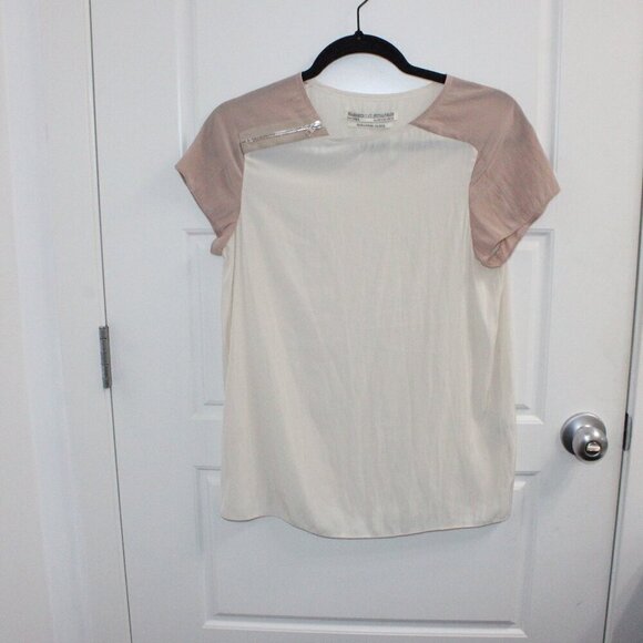 3/$30 All Saints Colorblock Blouse Crew Neck Size 4 - Picture 1 of 2